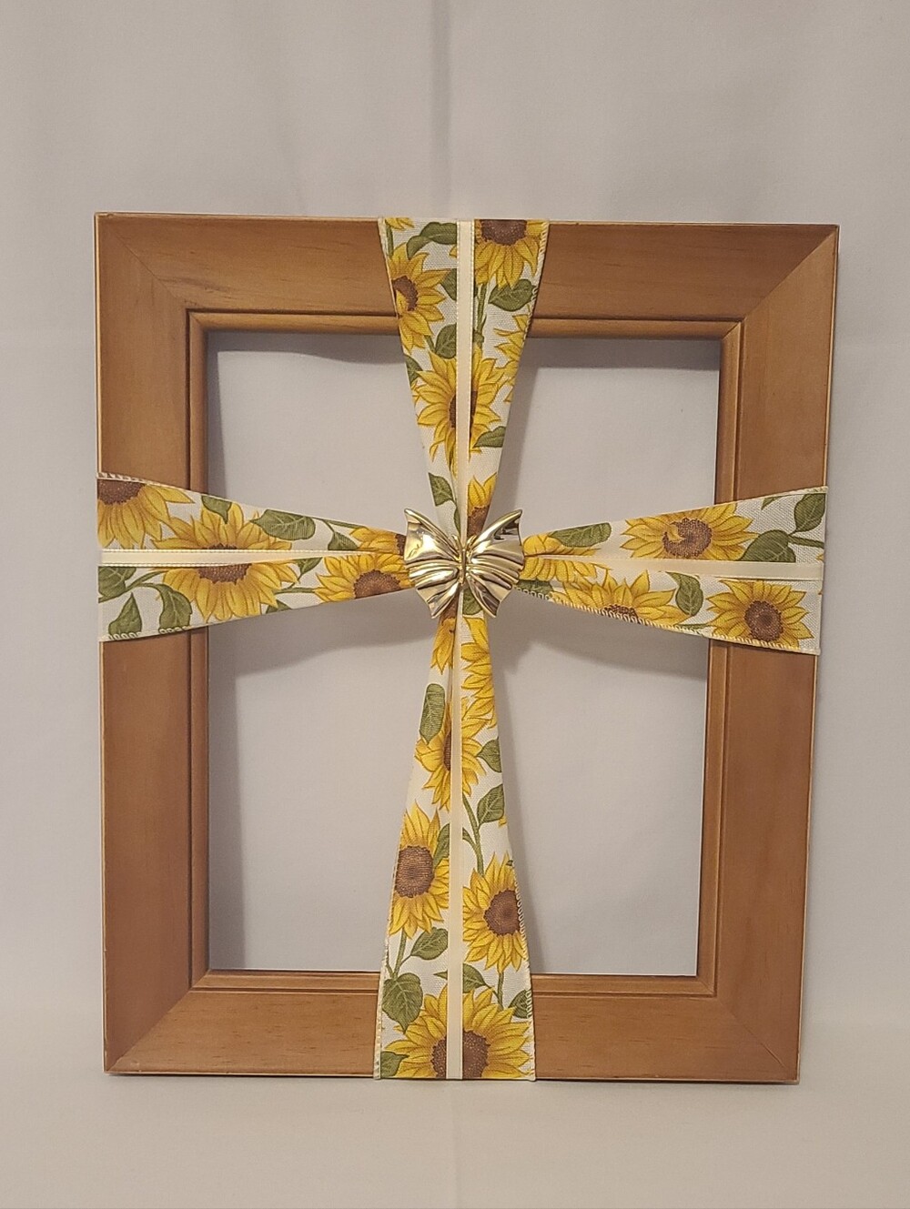 Handmade Frame Cross Art Sunflower Butterfly